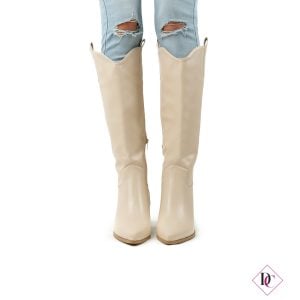 stivali texani eco pelle beige tacco comodo de caro calzature (4)