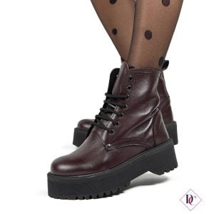Anfibi vera pelle bordeaux con zeppa platform de caro calzature (5)