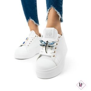 sneakers bianche con gioielli blu zeppa platform in gomma de caro calzature (2)