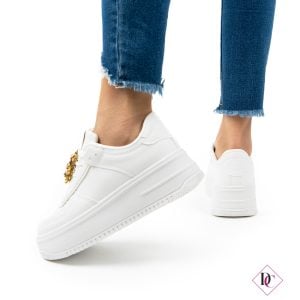 sneakers bianche con zeppa platform e fiore rosso de caro calzature (3)