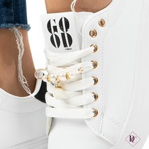 sneakers bianco nero sportive da passeggio con zeppa alta in gomma de caro calzature (4)