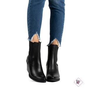 stivali texani neri alla caviglia con elastici laterali tacco comodo de caro calzature (2)