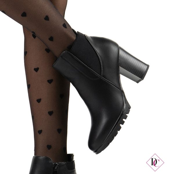 tronchetto nero elegante elastico alla caviglia tacco comodo de caro calzature (5)