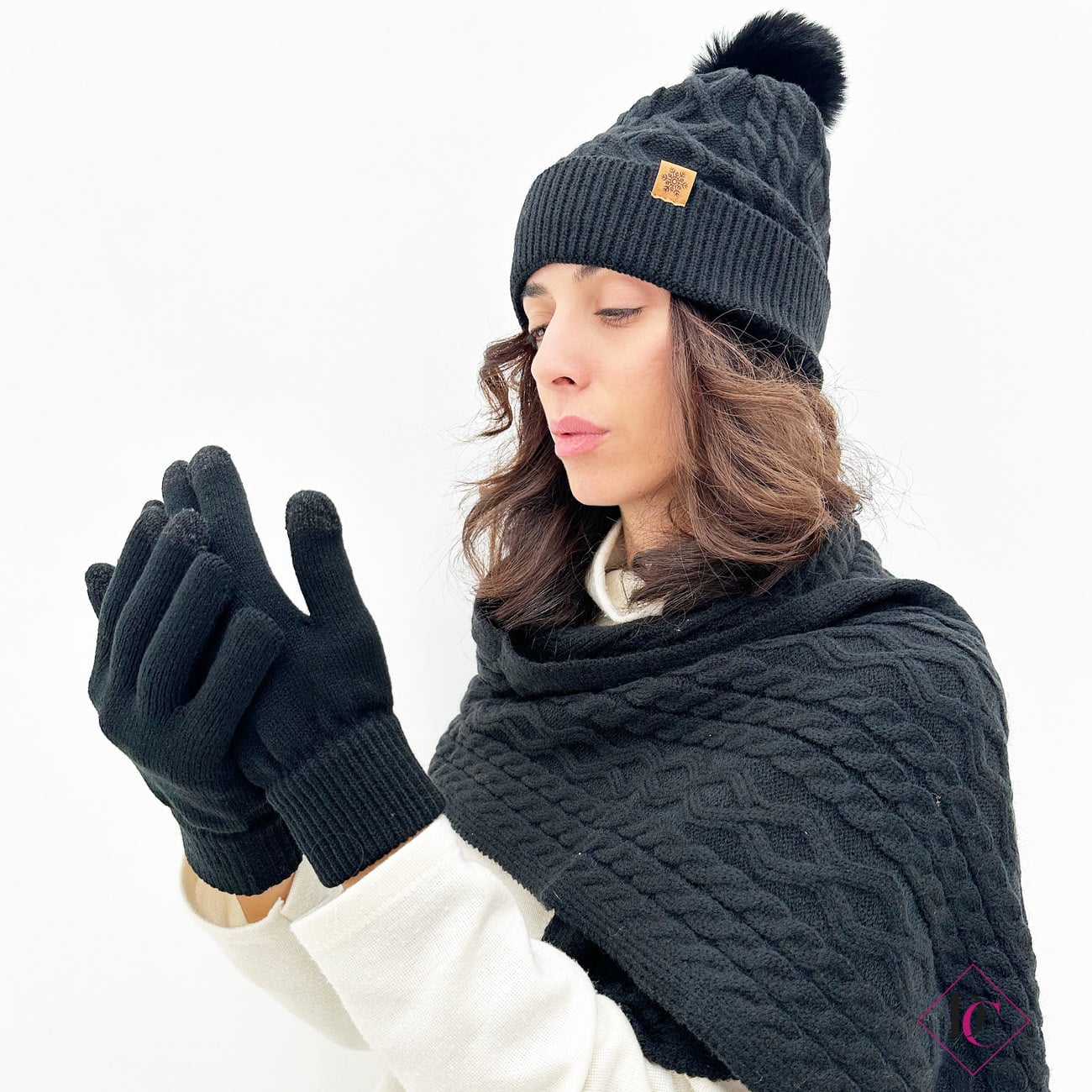 Set Invernale 3 Pezzi Cappello, Sciarpa E Guanti Touch Screen - Unisex Per Sport E Outdoor