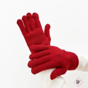 Coordinato in lana sciarpa guanti cappello rosso de caro calzature