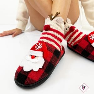 pantofole natale rosso nero con pelliccia de caro calzature 3