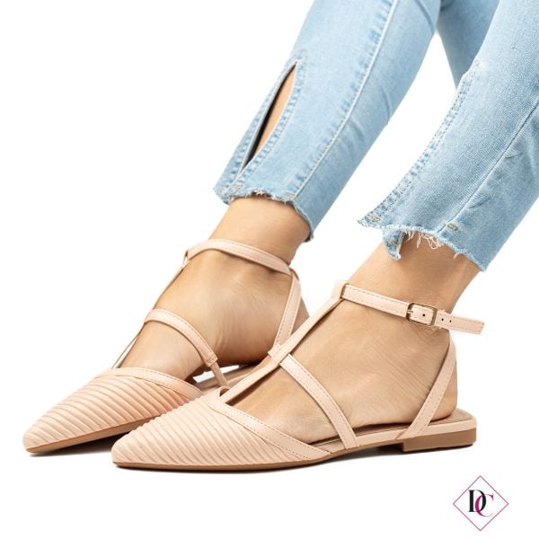 ballerine nude eco pelle con cinturino alla caviglia de caro calzature (2)