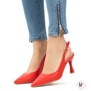 décolleté slingback con tacco alto rosso de caro calzature (3)