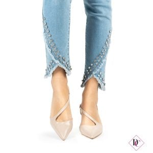 décolleté slingback vernice nude tacco comodo de caro calzature (4)