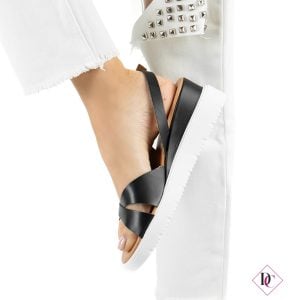 sandali con zeppa neri tacco basso vera pelle de caro calzature (3)