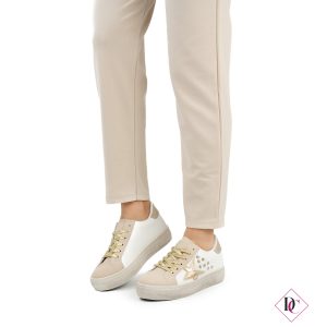 sneakers bianco oro con stella e borchie skate de caro calzature (2)