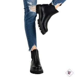 stivaletti beatles neri con elastici laterali anfibi bassi de caro calzature (1)