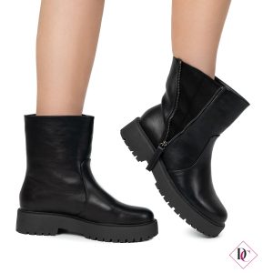 anfibi neri con tacco basso stivaletti con gambale ampio regolabile de caro calzature (7)