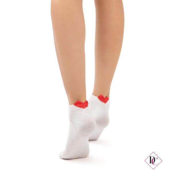 calzini bianchi di cotone fantasmini con cuore rosso de caro calzature (3)