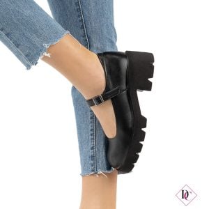 décolleté nere Mary Jane con tacco comodo e cinturino sul collo piede de caro calzature (5)
