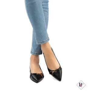 décolleté nero elegante tacco basso ballerine de caro calzature (3)
