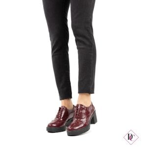 francesine con tacco alto comodo lucide bordeaux de caro calzature (3)