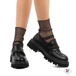 elegante schwarze Öko-Leder-Loafer mit bequemen Absätzen de Caro-Schuhen (3)