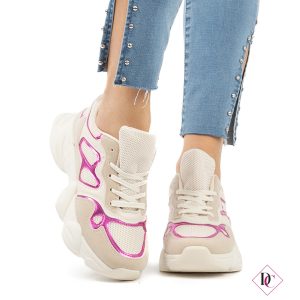 sneakers beige ginniche passeggio con zeppa alta in gomma de caro calzature (3)