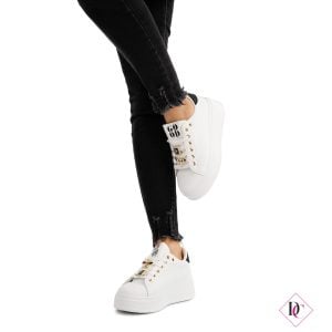 sneakers bianche con ape sui lacci zeppa comoda de caro calzature (1)