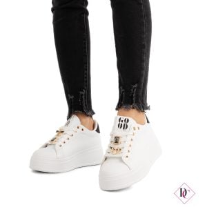 sneakers bianche con ape sui lacci zeppa comoda de caro calzature (2)