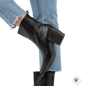 Bottines pointues en cuir écologique noir avec talon confortable de caro Footwear (4)