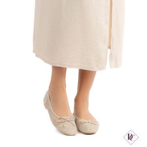 Elegantes bailarinas beige sandalias bajas con brillo de caro calzado (2)