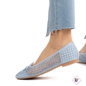 Elegantes bailarinas azules sandalias bajas con purpurina de caro calzado (3)