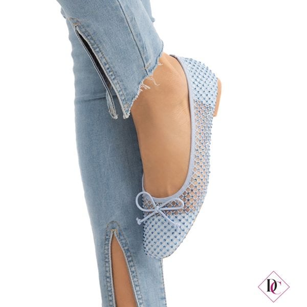 Elegantes bailarinas azules sandalias bajas con purpurina de caro calzado (4)