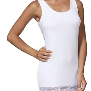 canotta Jadea 4328 bianco spalla larga con pizzo de caro calzature