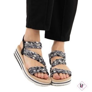 sandali bassi neri a fiori con zeppa morbida de caro calzature (4)