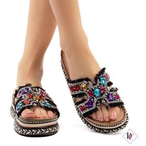 sandali bassi neri gioiello con zeppa in corda de caro calzature (3)