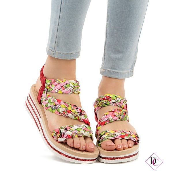 sandali bassi rossi con zeppa morbida e strass de caro calzature (3)