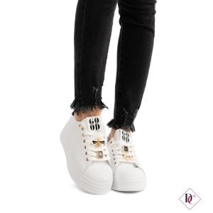 sneakers bianco nero con zeppa comoda e gioiello ape sui lacci de caro calzature (2)