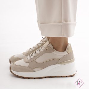 sneakers beige con zeppa alta primavera estate de caro calzature 2