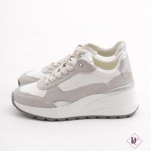 sneakers bianco grigio con zeppa alta primavera estate de caro calzature 2