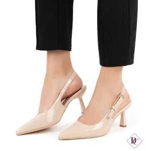 décolleté eleganti nude vernice con tacco alto de caro calzature