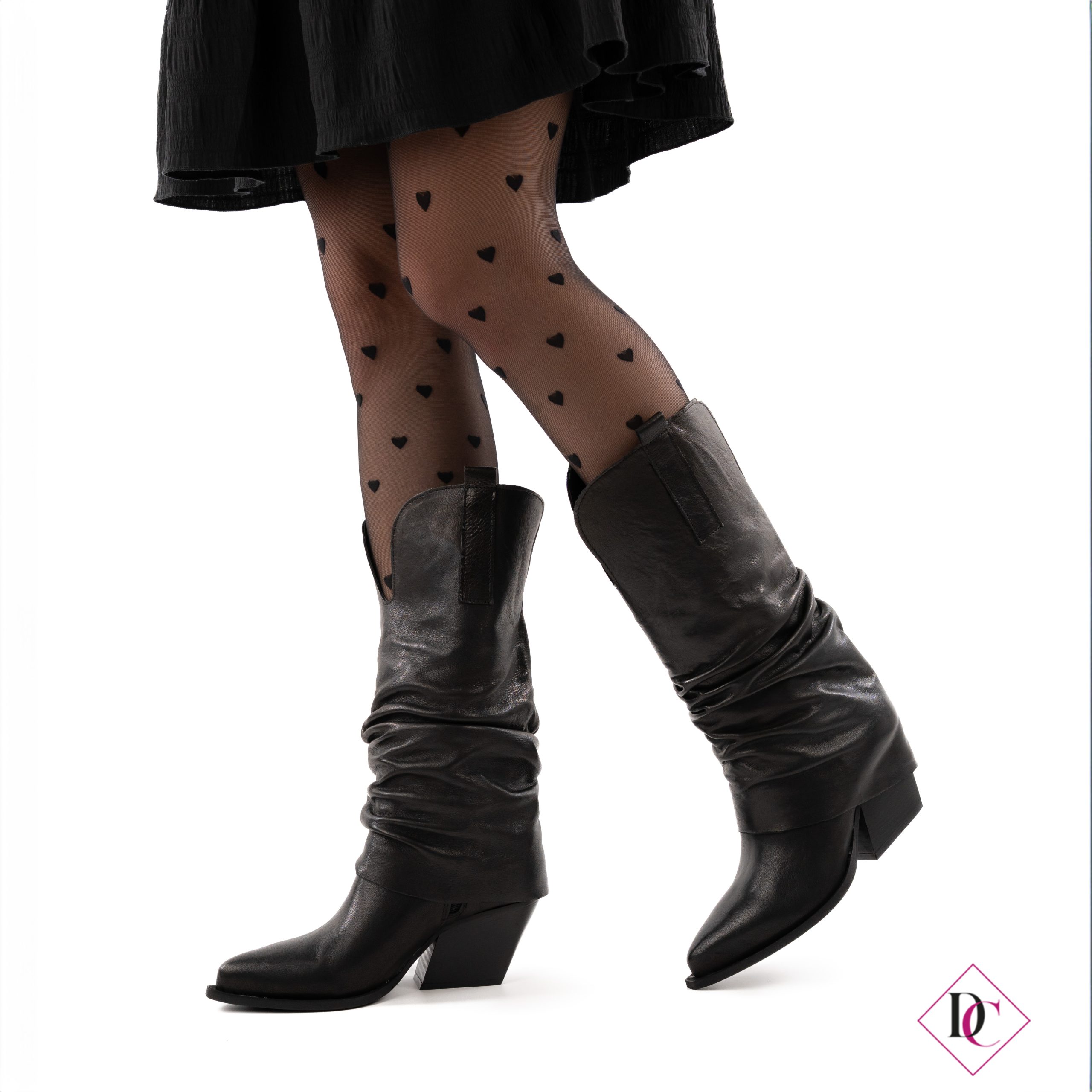 IF Stivali Texani Donna Effetto Morbido – Tacco Medio A Blocco, Pieghe Naturali E Look Western Chic Per Autunno/Inverno - 3