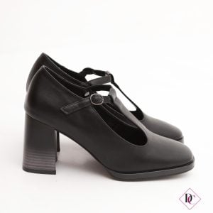 Escarpins Mary Jane noirs confortables à talon avec bride de Caro chaussures 1