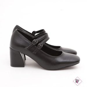 décolleté mary jane nero con cinturini e tacco comodo de caro calzature 3