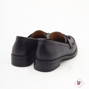 mocassini neri con frange tacco basso de caro calzature 4