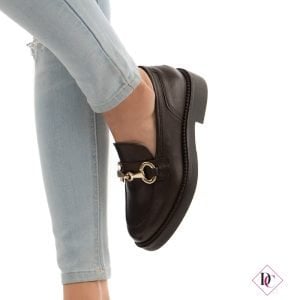 mocassini vera pelle testa di moro con fibbia oro de caro calzature (4)