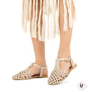 sandali bassi oro con punta chiusa ballerine de caro calzature (2)