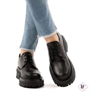 sneakers mocassini neri vera pelle inglesine con lacci de caro calzature 1