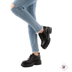 sneakers mocassini neri vera pelle inglesine con lacci de caro calzature (4)