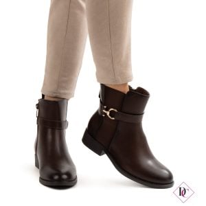 stivaletti bassi marrone eleganti con elastici e fibbia oro de caro calzature (3)