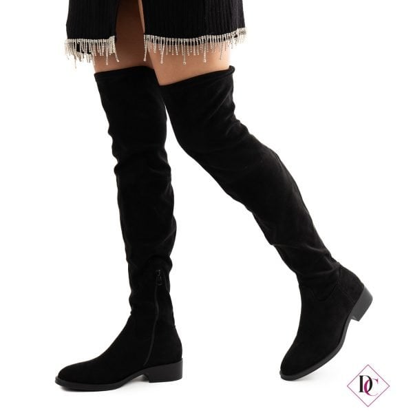 stivali tacco basso alti sopra il ginocchio camoscio elasticizzato de caro calzature 1