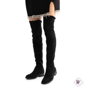 stivali tacco basso alti sopra il ginocchio camoscio elasticizzato de caro calzature 3