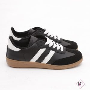 Sneakers nero bianco con bande laterali de caro calzature (1)