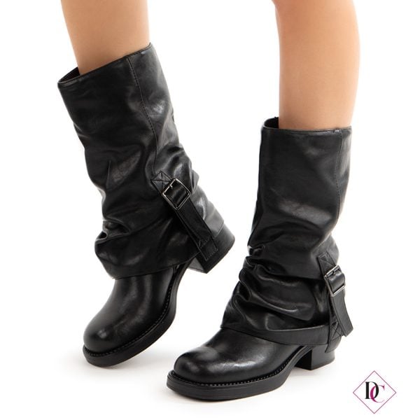 anfibi neri particolari stivali con tacco comodo de caro calzature